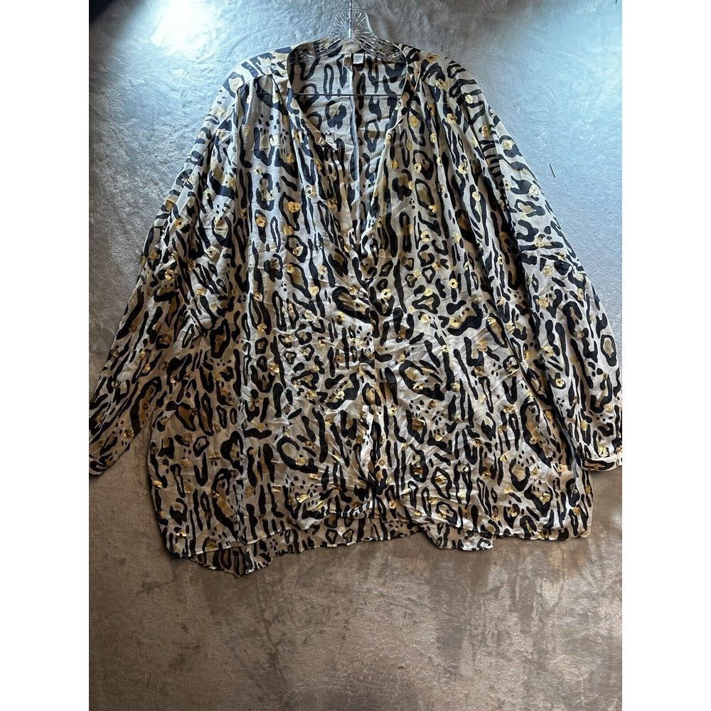 Cato Womens Cheetah Sheer Blouse Size 26/28